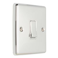 Show details for  10A 1 Gang 2 Way Switch - Polished Stainless/White