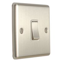 Show details for  10A 1 Gang Intermediate Switch - Satin Stainless/White