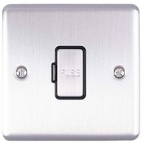Show details for  13A Unswitched Fuse Spur, 1 Gang, Stainless Steel, Black Trim, Enhance Range