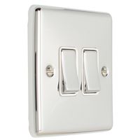 Show details for  10A 2 Gang 2 Way Switch - Polished Chrome/White