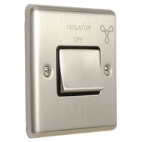 Show details for  1 Gang TP Fan Isolator Switch - Satin Stainless/Black