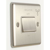 Show details for  1 Gang TP Fan Isolator Switch - Satin Stainless/White