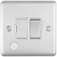 Show details for  13A Double Pole Switched Fuse Spur with Flex Outlet, 1 Gang, Stainless Steel, White Trim, Enhance Range