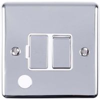 Show details for  13A Double Pole Switched Fuse Spur with Flex Outlet, 1 Gang, Polished Chrome, White Trim, Enhance Range