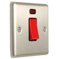 Show details for  45A DP Cooker Switch & Neon - Satin Stainless/Black