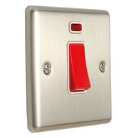 Show details for  45A DP Cooker Switch & Neon - Satin Stainless/White
