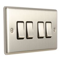 Show details for  10A 4 Gang 2 Way Switch - Satin Stainless/Black