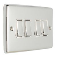 Show details for  10A 4 Gang 2 Way Switch - Polished Chrome/White