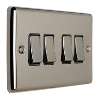 Show details for  10A 4 Gang 2 Way Switch - Black Nickel/Black