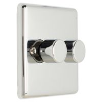 Show details for  2 Gang 2 Way 400W & LED Dimmer Switch - Polished Chrome