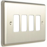Show details for  Enhance Decorative Grid Plate, 4 Gang, Stainless Steel