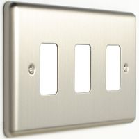 Show details for  Enhance Decorative Grid Plate, 3 Gang, Stainless Steel