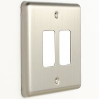 Show details for  Enhance Decorative Grid Plate, 2 Gang, Stainless Steel