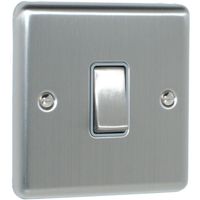 Show details for  10A 2 Way Switch, 1 Gang, Stainless Steel, Grey Trim, Enhance Range