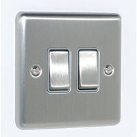 Show details for  10A 2 Gang 2 Way Switch - Satin Stainless Steel