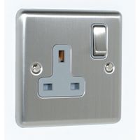 Show details for  13A 1 Gang DP Switched Socket - Satin Stainless Steel
