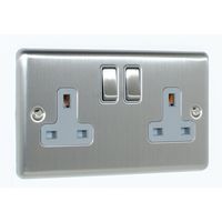 Show details for  13A 2 Gang DP Switched Socket - Satin Stainless Steel