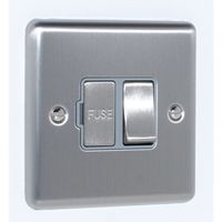 Show details for  13A Double Pole Switched Fuse Spur, 1 Gang, Stainless Steel, Grey Trim, Enhance Range