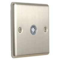 Show details for  TV Coaxial Socket, 1 Gang, Stainless Steel, Grey Trim, Enhance Range