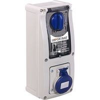 Show details for  16A Switched Interlocked Socket with RCD, 240V, 2P+E, IP44, Blue