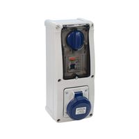Show details for  16A Switched Interlocked Socket with RCD, 240V, 2P+E, IP67, Blue