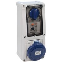 Show details for  32A Switched Interlocked Socket with RCD, 240V, 2P+E, IP67, Blue