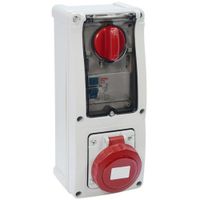 Show details for  32A Switched Interlocked Socket with RCD, 415V, 3P+E, IP67, Red