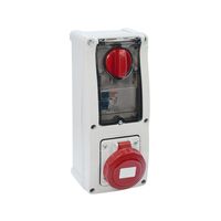 Show details for  16A Switched Interlocked Socket with RCD, 415V, 3P+N+E, IP67, Red