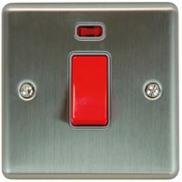 Show details for  45A 1 Gang DP Cooker Switch with Neon - Satin Stainless Steel/Grey
