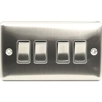 Show details for  10A 4 Gang 2 Way Switch- Satin stainless Steel/Grey