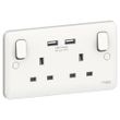 Show details for  13A Switched Socket with USB Outlet, 2 Gang, White, Lisse Range
