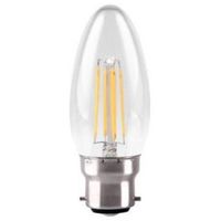 Show details for  4W LED Filament Candle Lamp, 2700K, B22, Dimmable, Clear