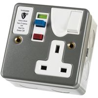 Show details for  Metal Clad RCD Protected Switched Socket, 1 Gang, Grey, White Insert, Valiance+ Range