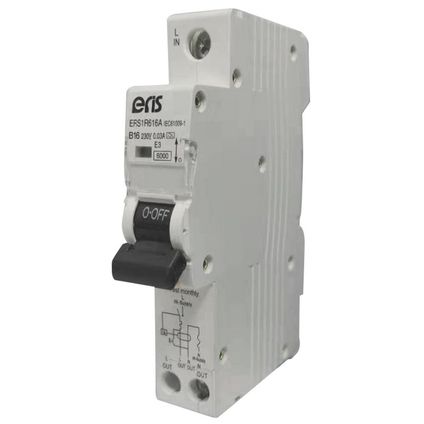 ERS1R606A Eris Consumer 6A Single Pole 6kA 30mA A Type Compact RCBO ...