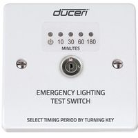 Show details for  Emergency Light Test Switch, 1 Gang, White, 2 x Spare Keys
