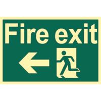 Show details for  Fire Exit - Running Man Arrow Left Label, PHO, 300mm x 200mm
