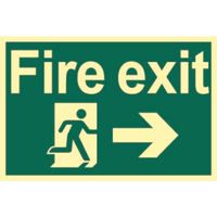 Show details for  Fire Exit - Running Man Arrow Right Label, PHO, 300mm x 200mm