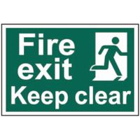Show details for  Fire Exit Keep Clear Label, PVC, 300mm x 200mm