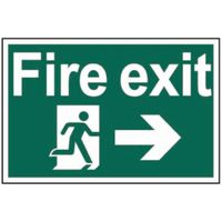 Show details for  Fire Exit -  Running Man Arrow Right Label, PVC, 300mm x 200mm