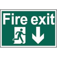 Show details for  Fire Exit - Running Man Arrow Down Label, PVC, 300mm x 200m