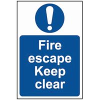 Show details for  Fire Escape Keep Clear Label, PVC, 200mm x 300mm