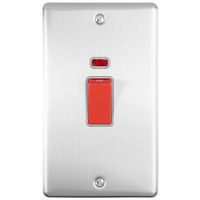 Show details for 45A Double Pole Cooker Switch with Neon, 2 Gang, Stainless Steel, Grey Trim, Enhance Range