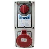 Show details for  IP44 Vertical Switched Interlocked Socket, 32A, 3P+N+E, 415V, Red