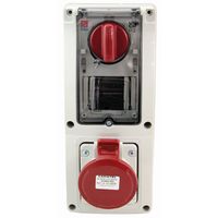 Show details for  IP44 Vertical Switched Interlocked Socket, 16A, 3P+N+E, 415V, Red