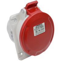 Show details for  32A Angled Panel Socket, 415V, 3P+N+E, IP44, Red