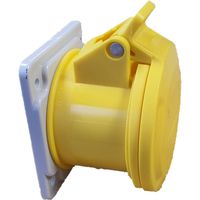 Show details for  32A Straight Panel Socket, 110V, 2P+E, IP44, Yellow