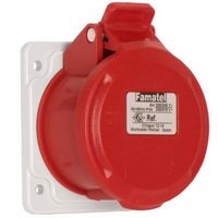 Show details for  16A Straight Panel Socket, 415V, 3P+E, IP44, Red