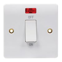 Show details for 45A Double Pole Switch with Neon, 2 Gang, White, Median Range