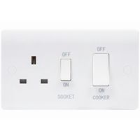 Show details for 45A Double Pole Cooker Control Unit and 13A Socket, 2 Gang, White, Median Range