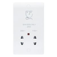 Show details for  115V/230V Daul Voltage Shaver Socket, White, Median Range
